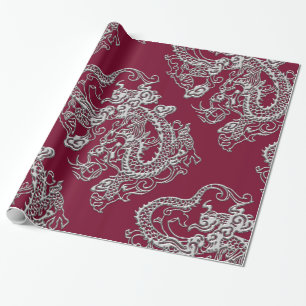 Papier Cadeau Texture en cuir de dragons argentés