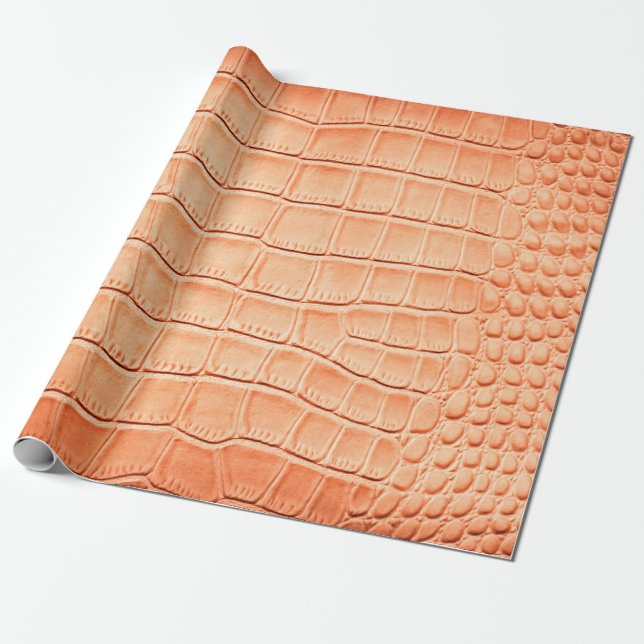 Papier Cadeau Texture en cuir de reptile orange (Déroulé)