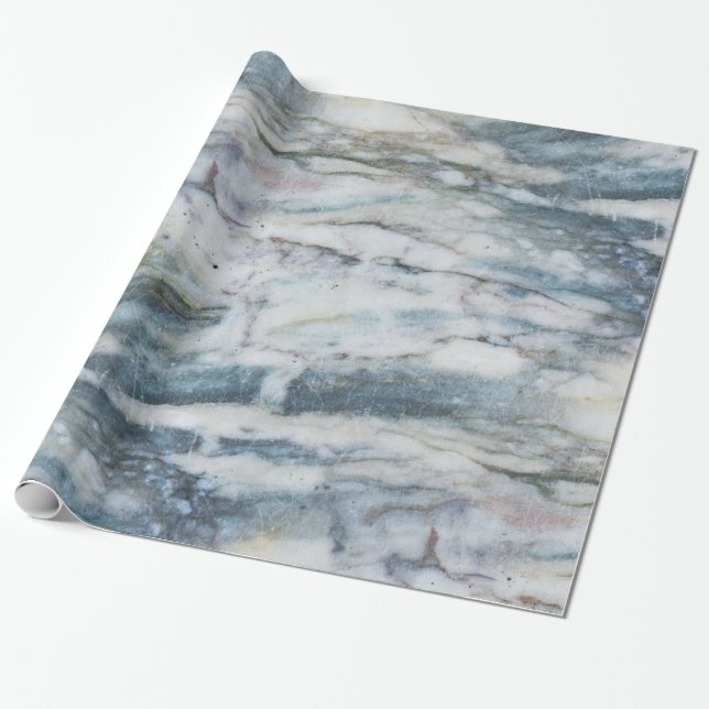 Papier Cadeau Texture Gris Et Marbre Bleu (Déroulé)