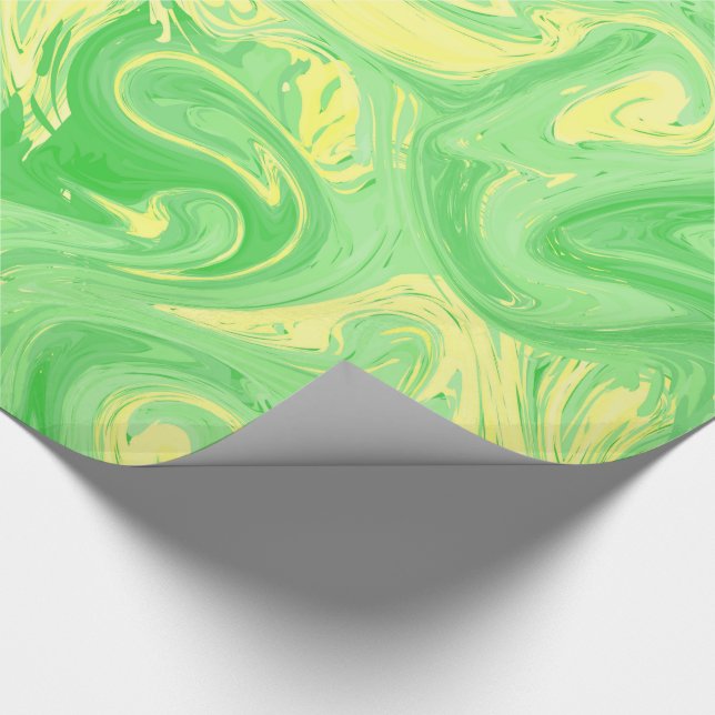 Papier Cadeau Texture marbrée vert clair, technique riche d'ebru (Coin)