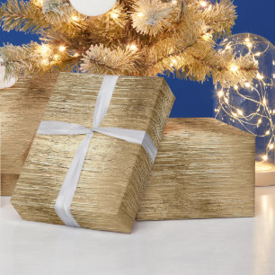 Papier Cadeau Texture métallique or rustique brillant élégant
