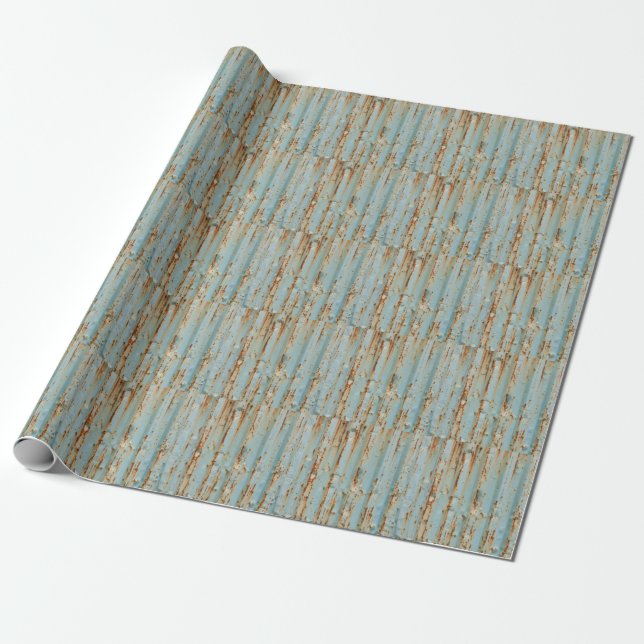 Papier Cadeau Texture métallique peinte en bleu rouillé (Déroulé)