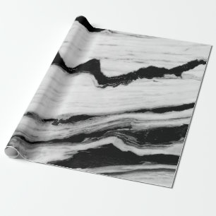 Papier Cadeau texture naturelle en marbre noir et blanc, luxueux