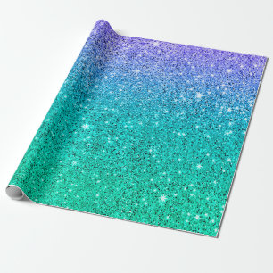 Papier Cadeau Texture ombrée de paillettes vertes à violettes