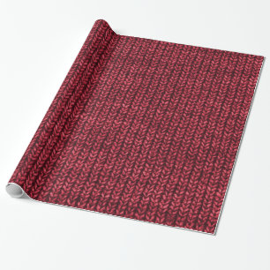 Papier Cadeau Texture rouge de Knit de chandail