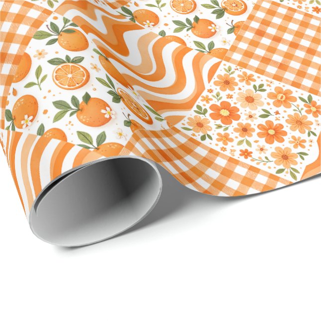 Papier Cadeau Textures Orange (Coin rond)