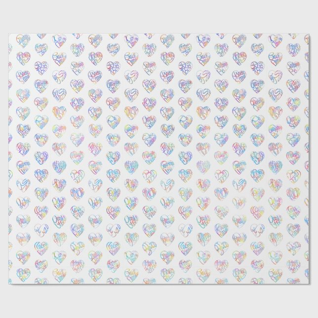 Papier Cadeau Thank you in 44langs as heart shaped DC pattern (Plat)
