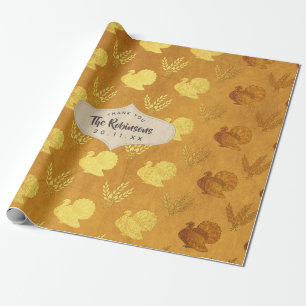 Papier Cadeau Thankesgiving Gold Foil