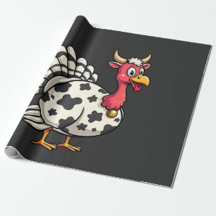 Papier Cadeau Thanksgiving Turkey Moo Cow Head Fundy Fall Family