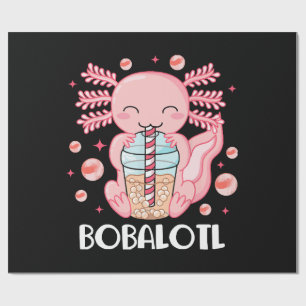 Papier Cadeau Thé à bulles drôle d'Axolotl
