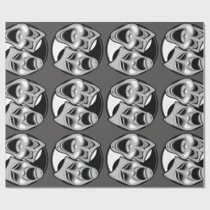 Papier Cadeau Théâtre comique et tragique Masques Yin Yang Desig