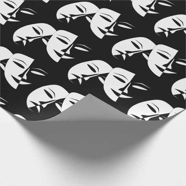 Papier Cadeau Théâtre Masque Comédie Tragédie Noir Blanc  (Coin)