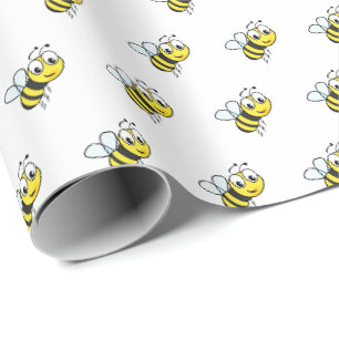 Papier Cadeau Thème Abeille Miel Enfants Mignons