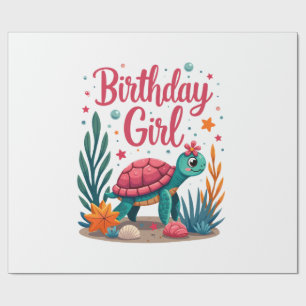 Papier Cadeau Thème de fête d'anniversaire Tortue de mer Fille d