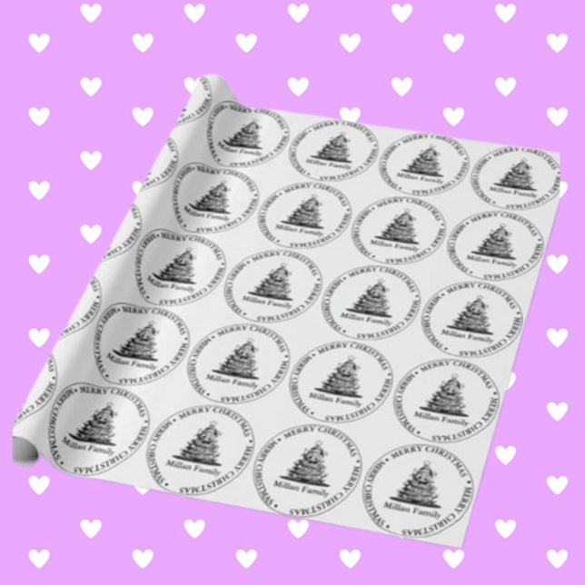 Papier Cadeau Thème de l'arbre de Noël (Wrap your gifts with love using our Family Christmas theme wrapping paper)