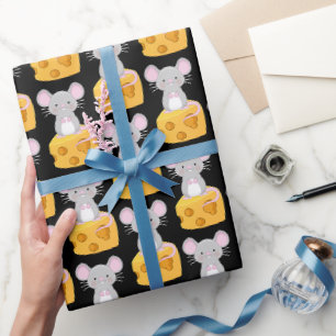 Papier Cadeau Thème de Motif de la souris et du fromage