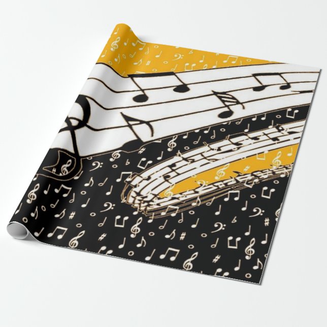 Papier Cadeau Thème de musique d'or (Déroulé)