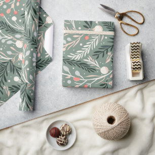 Papier Cadeau Thème de Noël Symboles de vacances motifs