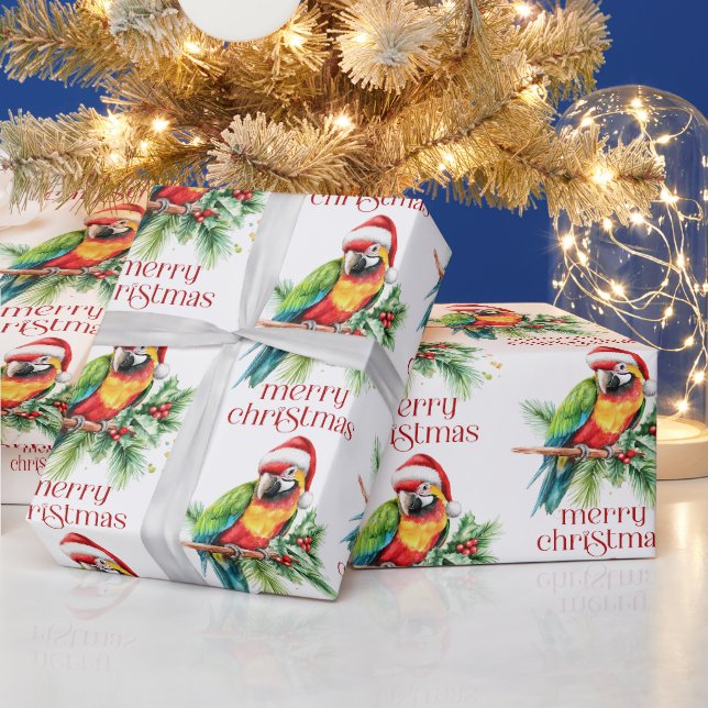 Papier Cadeau Thème de Noël Tropical Merci Retro Texte (Vacances)