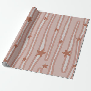 Papier Cadeau Thème de plage Brown Stars et Stripes