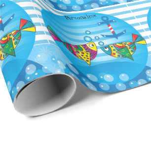 Papier Cadeau Thème de poisson mignon de baby shower de bulles