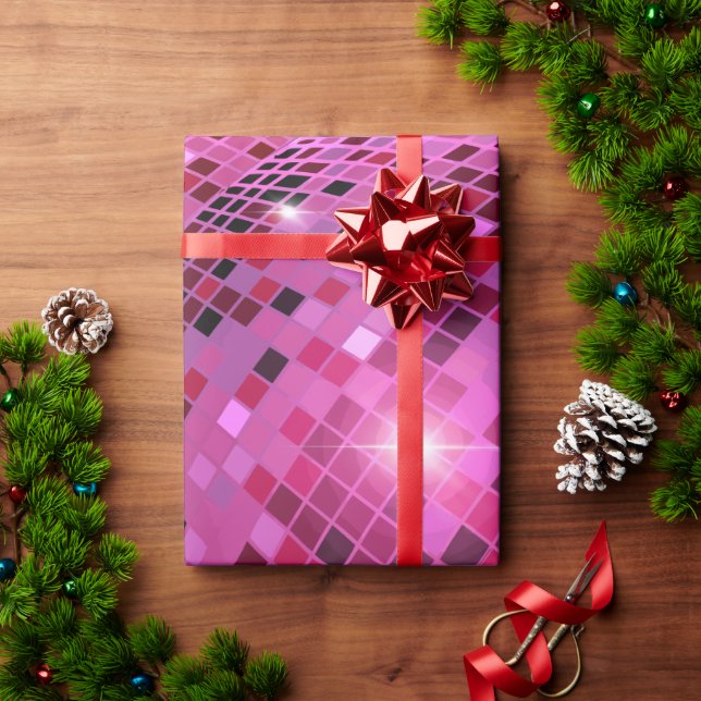 Papier Cadeau Thème de soirée Disco Disco Ball Rose (Cadeau de vacances)