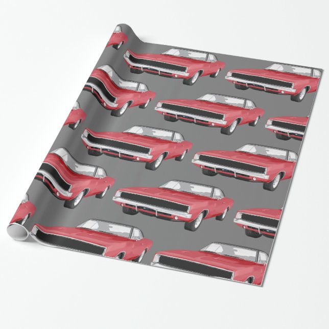 Papier Cadeau Thème Mens Classic Car (Déroulé)