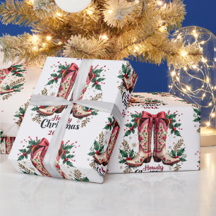 Papier Cadeau Thème Occidental Comment Noël Cowgirl Boots