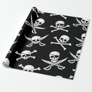 Papier Cadeau Thème Pirate Ship Skull and Bones