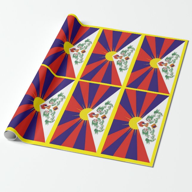 Papier Cadeau Tibet, Lions de Neige, Drapeau Tibétain - L'Himala (Déroulé)