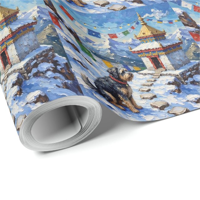 Papier Cadeau Tibetan Terrier Christmas Prayer Flags Holiday (Coin rond)