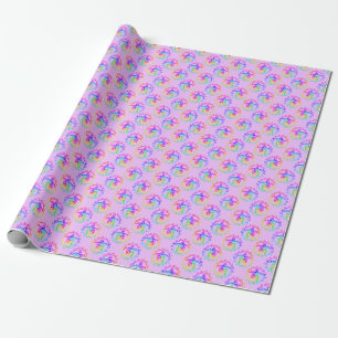 Papier Cadeau Tie Dye Tortue Tribal Moari Sun Pink