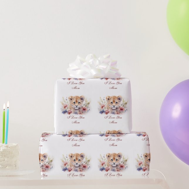 Papier Cadeau Tiger Baby Je t'aime Maman (Cadeaux de fête)