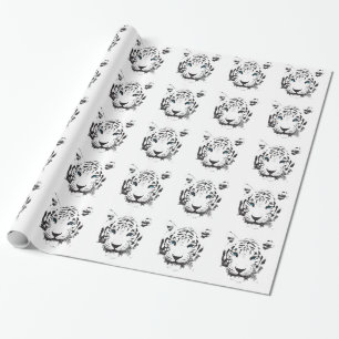 Papier Cadeau Tigre blanc aux yeux bleus