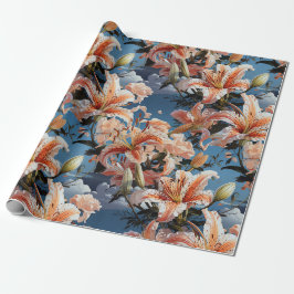 Papier Cadeau Tigre Blanc Pastel Lilly sans couture