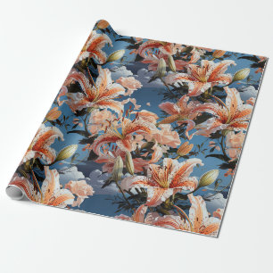 Papier Cadeau Tigre Blanc Pastel Lilly sans couture
