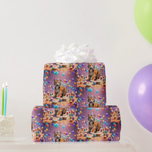 Papier Cadeau Tigre d'anniversaire
