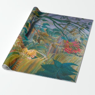 Papier Cadeau Tigre dans la forêt tropicale de tempête dans la j