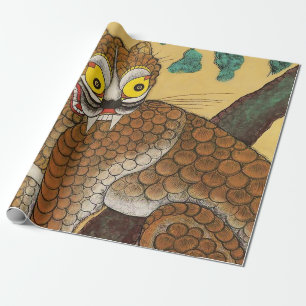 Papier Cadeau Tigre laid folklorique coréen Minhwa
