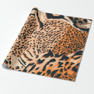 Papier Cadeau Tigre, léopard et jaguar sans joint. Textu sans co