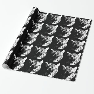 Papier Cadeau Tigre noir et blanc Pop Art