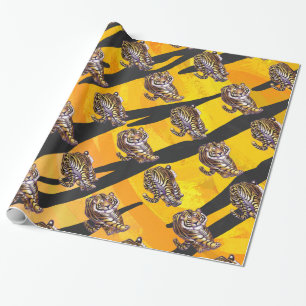 Papier Cadeau Tigre orange et noir sauvage