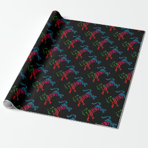 Papier Cadeau Tigre rayé arc-en-ciel