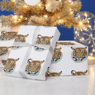 Papier Cadeau Tigre tête visage animal sauvage tigre