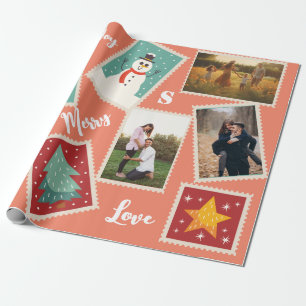 Papier Cadeau Timbre de Noël Postage amusant Photo personnalisée
