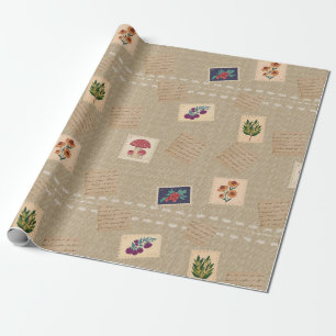 Papier Cadeau Timbres rétro Vintages uniques