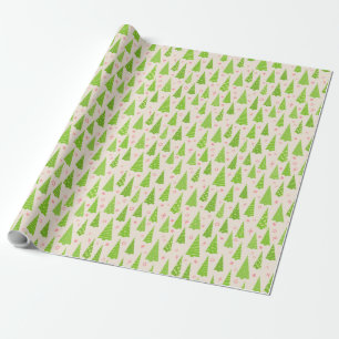 Papier Cadeau Tiny Christmas Holiday Trees Wrapper Paper'