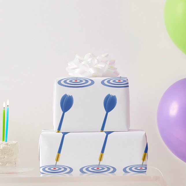 Papier Cadeau Tir dans le mille Fléchette bleue sur la cible (Créateur téléchargé)