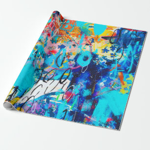 Papier Cadeau Tiré à la main moderne Multi Coloré mixte art c