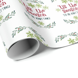 Papier Cadeau Tis la saison pour tricoter Noël d'hiver